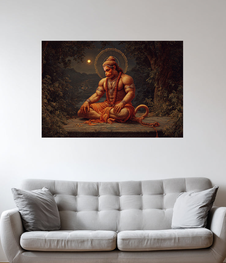 Hanuman's Sacred Meditation - On Canvas