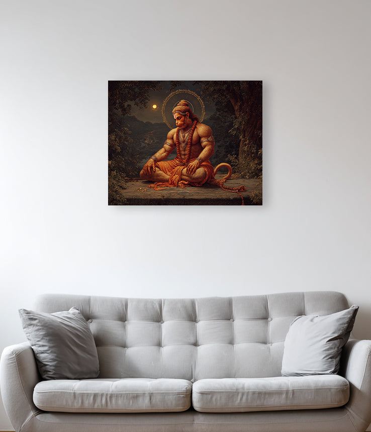 Hanuman's Sacred Meditation - On Canvas