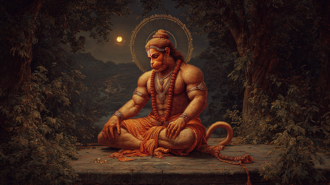 Hanuman's Sacred Meditation - On Canvas