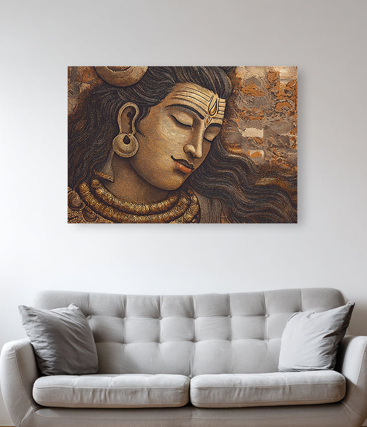 Shiva's Divine Serenity - On Canvas