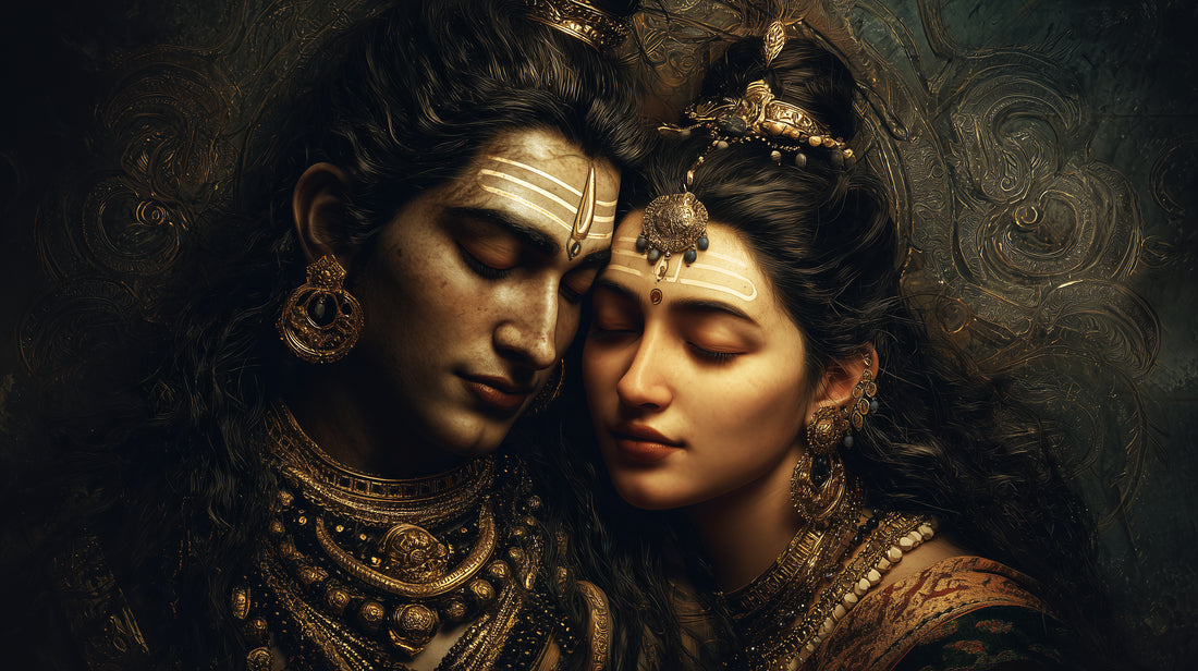 Shiva and Parvati's Eternal Love - On Canvas